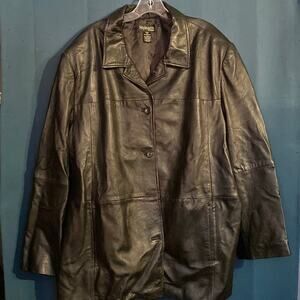 Style & Co. Black Genuine Leather Button Down Jacket